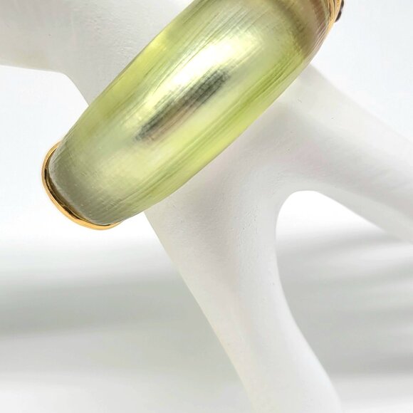 Alexis Bittar Yellow Lucite Swarovski Crystal Bee Garden Hinged Bangle Bracelet - Picture 6 of 11